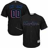 Customized Miami Marlins Replica Black Baseball Alternate Cool Base Jersey,baseball caps,new era cap wholesale,wholesale hats